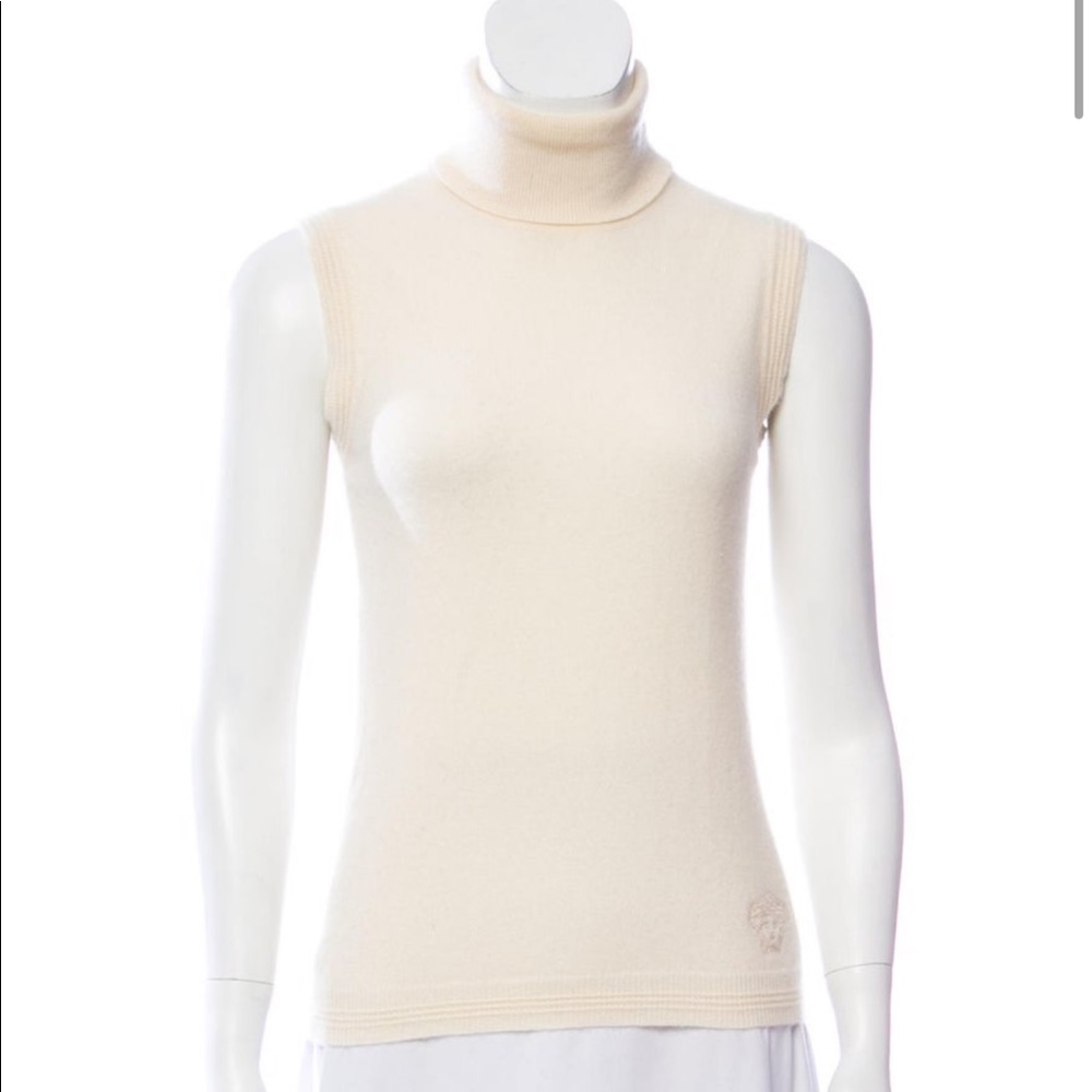 Versace Cashmere Ivory Medium Knit Sleeveless Top